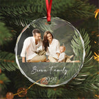 Custom Family Photo Gift For Parents Christmas Glass Circle Ornament 689546 - DiyGiftly