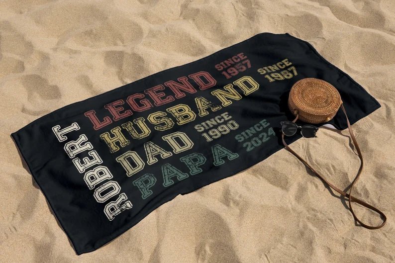 Custom Fathers Day Gift, Custom Legend Husband Dad Grandpa Beach Towel, Birthday Gift For Grandpa Papaw, Gifts for Daddy, Papa 12309760 - DiyGiftly
