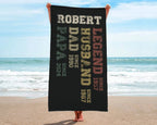 Custom Fathers Day Gift, Custom Legend Husband Dad Grandpa Beach Towel, Birthday Gift For Grandpa Papaw, Gifts for Daddy, Papa 12309760 - DiyGiftly