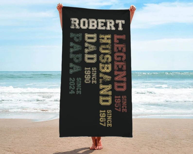 Custom Fathers Day Gift, Custom Legend Husband Dad Grandpa Beach Towel, Birthday Gift For Grandpa Papaw, Gifts for Daddy, Papa 12309760 - DiyGiftly