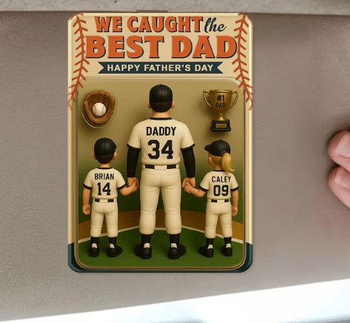 Custom Father's Day Gift For Dad, We Caught The Best Dad Car Visor Clip, Gift from Kids, Baseball Dad Gift, Gifts For Husband, Dad and Son 36039424 - DiyGiftly
