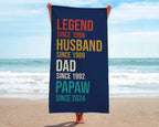 Custom Fathers Day Gift, Personalized Legend Husband Dad Grandpa Beach Towel, Gifts for Grandpa, Birthday Gift For Papa, Gift for dad 83844608 - DiyGiftly