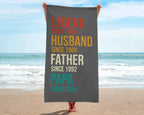 Custom Fathers Day Gift, Personalized Legend Husband Dad Grandpa Beach Towel, Gifts for Grandpa, Birthday Gift For Papa, Gift for dad 83844608 - DiyGiftly
