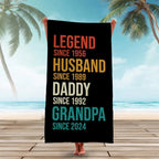 Custom Fathers Day Gift, Personalized Legend Husband Dad Grandpa Beach Towel, Gifts for Grandpa, Birthday Gift For Papa, Gift for dad 83844608 - DiyGiftly