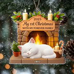 Custom First Christmas Acrylic Ornament - Personalized Christmas Birthday Gifts For Cat Lovers, Cat Mom And Dad - With My Forever Family 1046046 - DiyGiftly