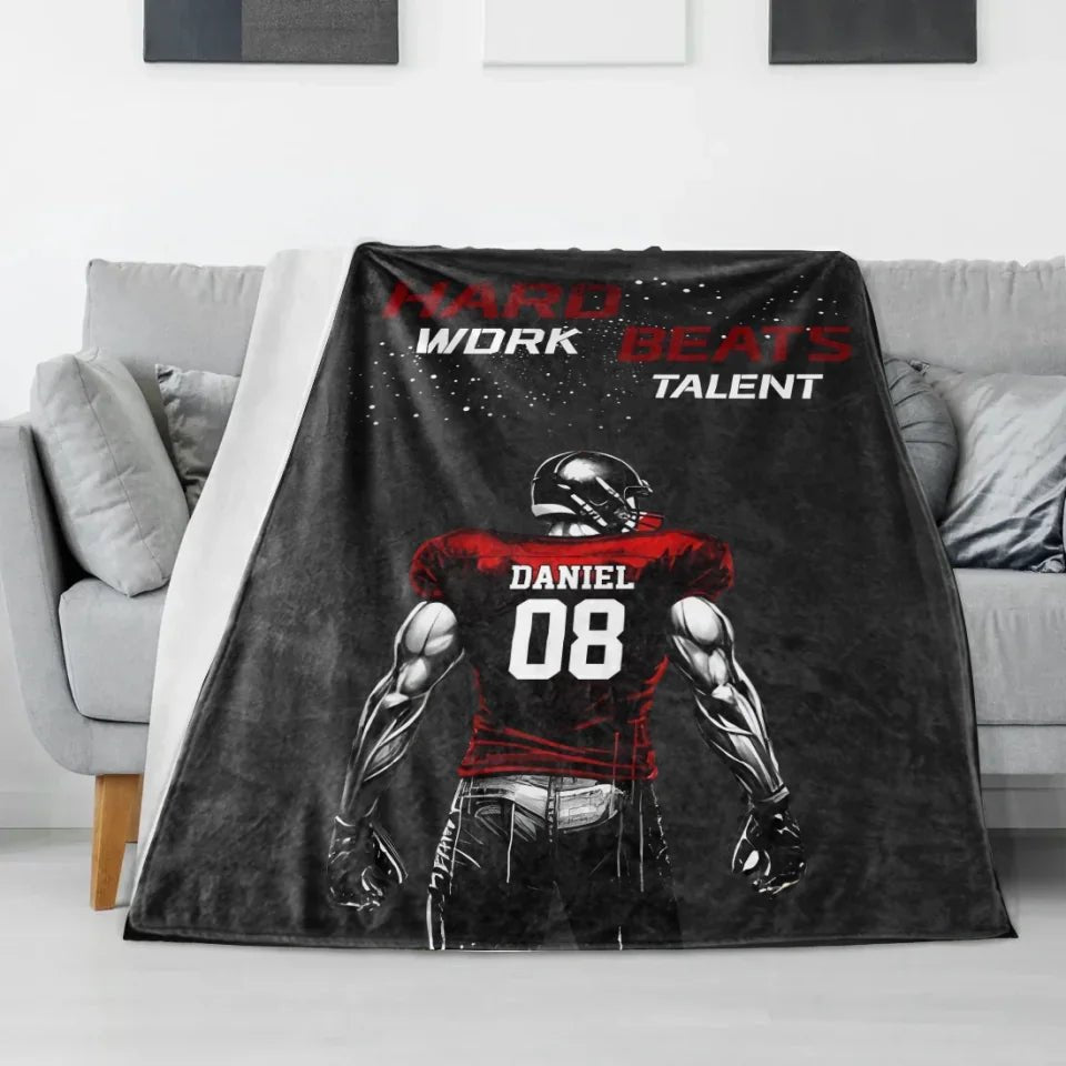 Custom Football Blanket With Name And Number 742708 - M - DiyGiftly