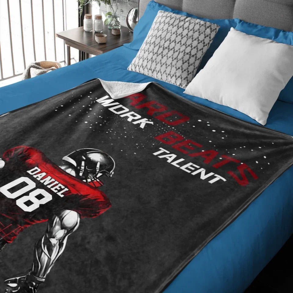 Custom Football Blanket With Name And Number 742708 - M - DiyGiftly