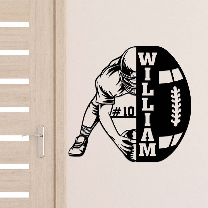 Custom Football Name and Number Metal Sign – Personalized Jersey Wall Decor, Unique Gift for Football Players, Coaches, and Sports Fans, Perfect for Bedroom, Game Room, or Man Cave 98239488 - DiyGiftly