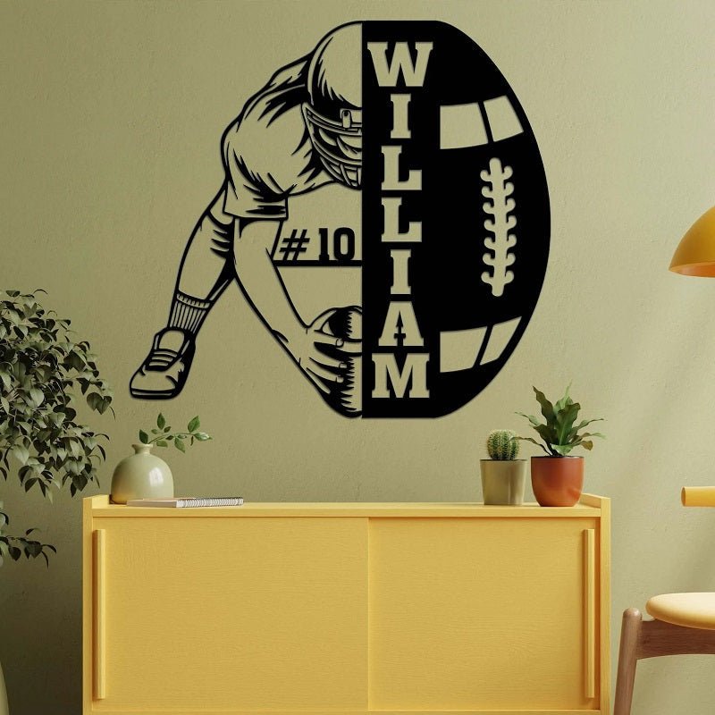 Custom Football Name and Number Metal Sign – Personalized Jersey Wall Decor, Unique Gift for Football Players, Coaches, and Sports Fans, Perfect for Bedroom, Game Room, or Man Cave 98239488 - DiyGiftly