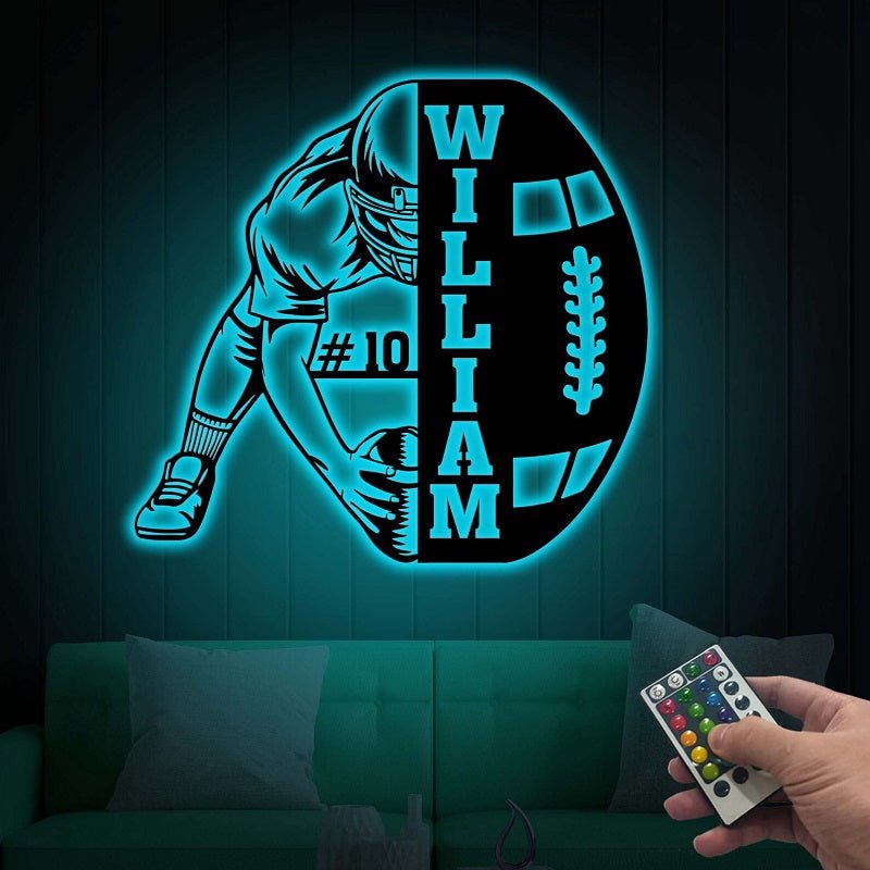 Custom Football Name and Number Metal Sign – Personalized Jersey Wall Decor, Unique Gift for Football Players, Coaches, and Sports Fans, Perfect for Bedroom, Game Room, or Man Cave 98239488 - DiyGiftly