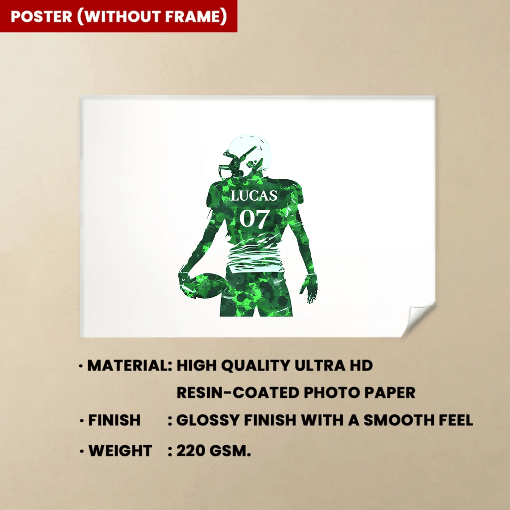 Custom Football Poster Gifts For Boys, Personalized Football Prints, Football Coach Gift, Custom Jersey Wall Art, Football Gifts For Boys 739333 - 739395 - DiyGiftly