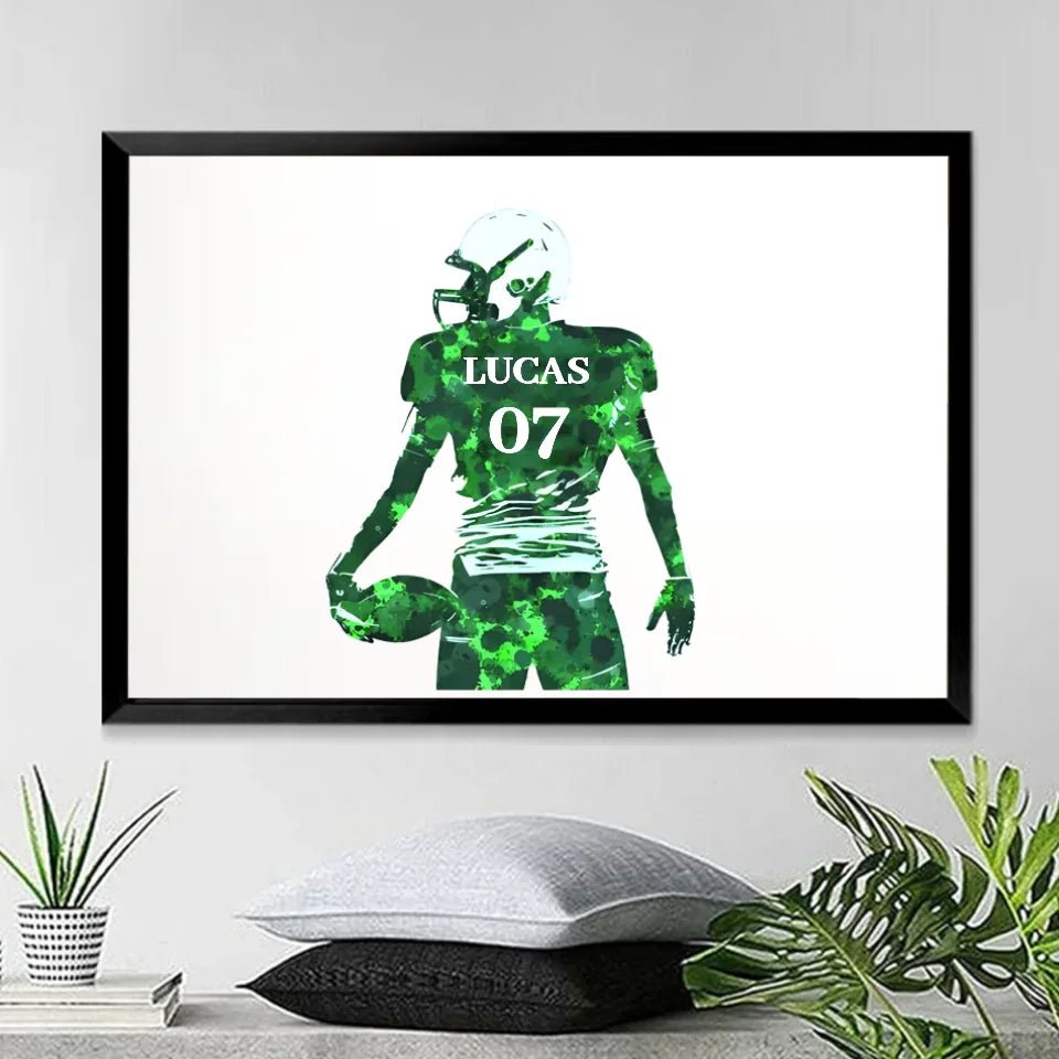 Custom Football Poster Gifts For Boys, Personalized Football Prints, Football Coach Gift, Custom Jersey Wall Art, Football Gifts For Boys 739333 - 739395 - DiyGiftly