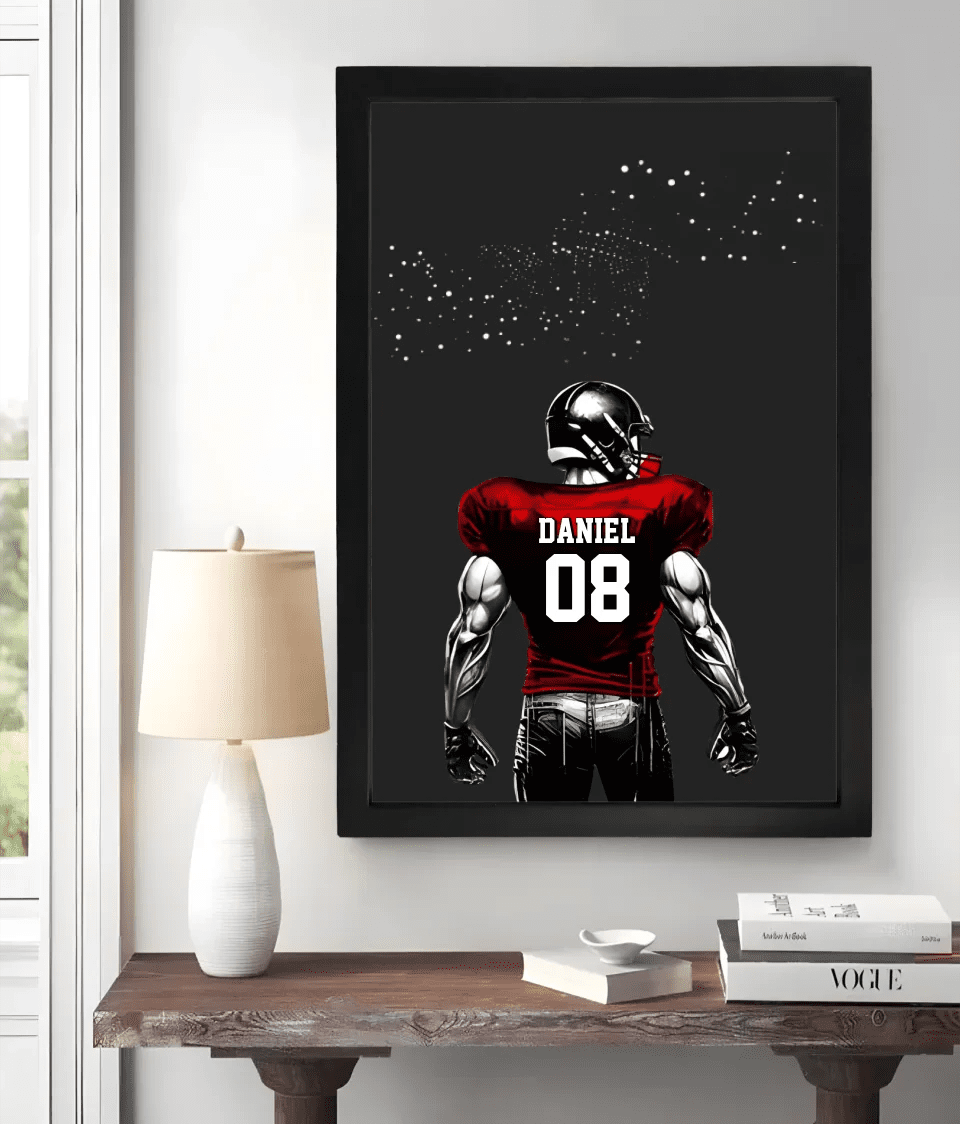 Custom Football Poster or Canvas With Name And Number 742615 - 742649 - DiyGiftly