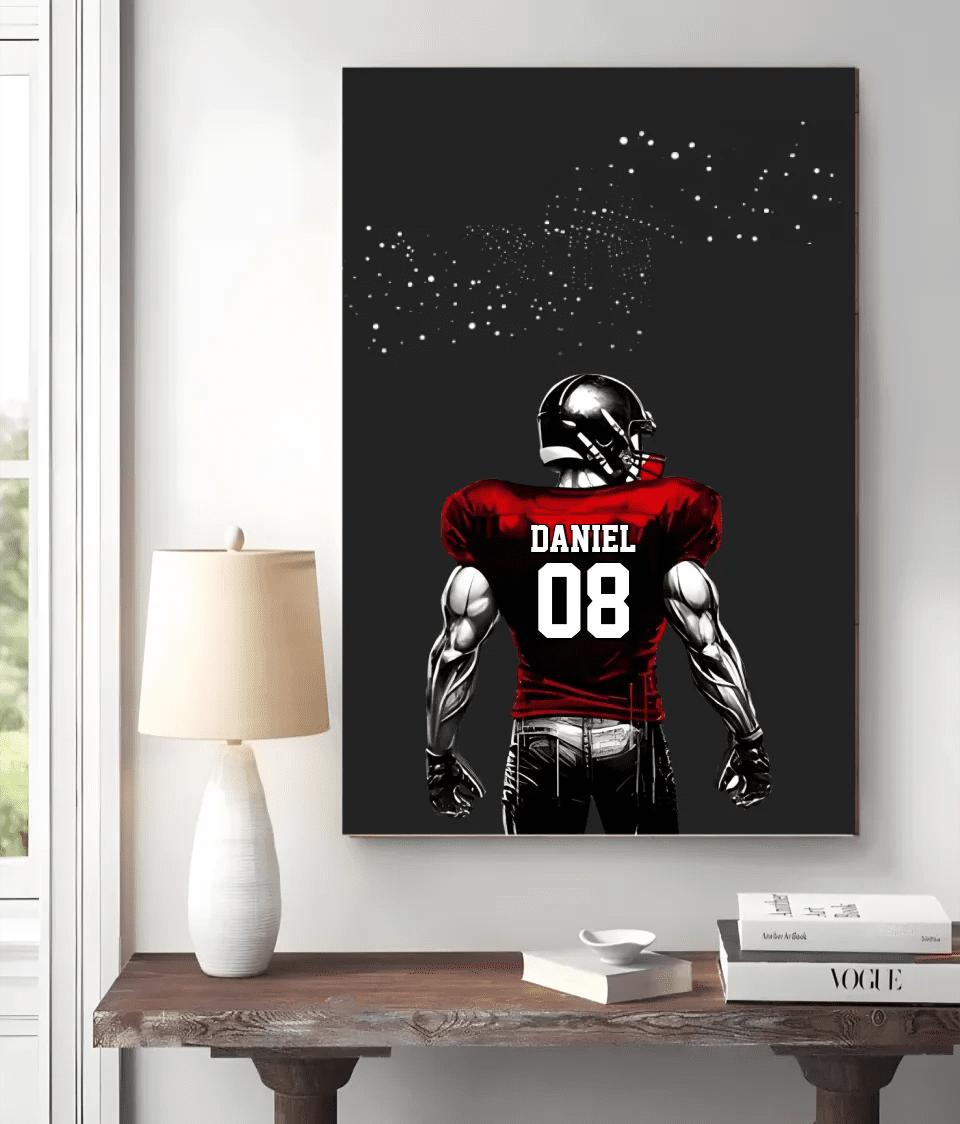 Custom Football Poster or Canvas With Name And Number 742615 - 742649 - DiyGiftly