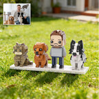 Custom Full - Body Brick Figures of 1 Person, 2 Dogs & 1 Cat Personalized Anniversary Gift Birthday Gift Christmas Gift - DiyGiftly