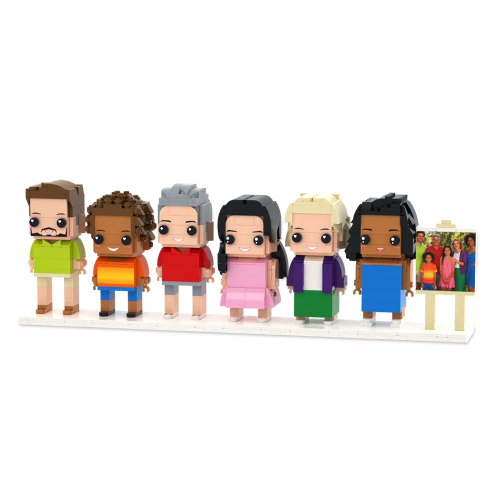 Custom Full - Body Brick Figures of 6 People with Frame Personalized Anniversary Gift Birthday Gift - DiyGiftly