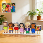 Custom Full - Body Brick Figures of 6 People with Frame Personalized Anniversary Gift Birthday Gift - DiyGiftly