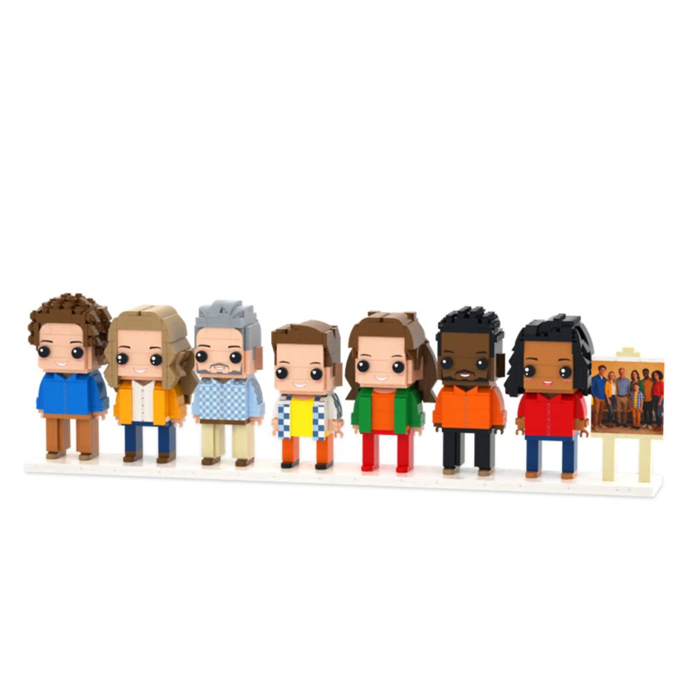 Custom Full - Body Brick Figures of 7 People with Frame Personalized Anniversary Gift Birthday Gift - DiyGiftly