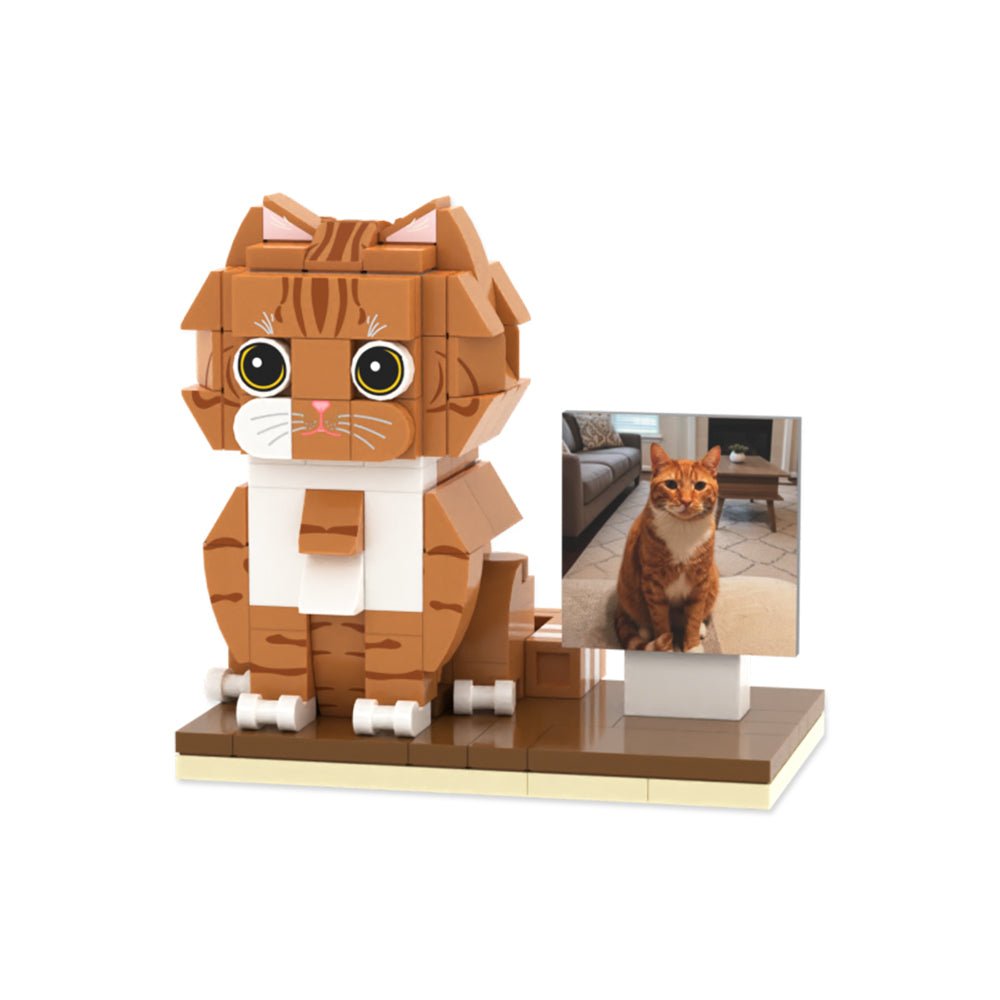 Custom Full - Body Cute Brick Figures of 1 Cat with Frame Personalized Anniversary Gift Birthday Gift Christmas Gift for Pet Lover - DiyGiftly