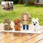 Custom Full - Body Cute Brick Figures of 1 Person, 2 Dogs & 1 Cat Personalized Anniversary Gift Birthday Gift Christmas Gift - DiyGiftly