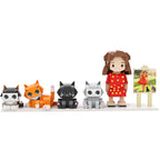 Custom Full - Body Cute Brick Figures of 1 Person and 4 Cats with Frame Personalized Anniversary Gift Birthday Gift - DiyGiftly