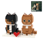 Custom Full - Body Cute Brick Figures of 2 Cats Personalized Anniversary Gift Birthday Gift Christmas Gift for Pet Lover - DiyGiftly