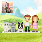 Custom Full - Body Cute Brick Figures of 2 People, 1 Dog & 2 Cats Personalized Anniversary Gift Birthday Gift Christmas Gift for Pet Lover - DiyGiftly