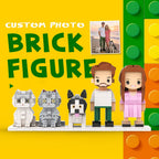 Custom Full - Body Cute Brick Figures of 2 People, 1 Dog & 2 Cats Personalized Anniversary Gift Birthday Gift Christmas Gift for Pet Lover - DiyGiftly