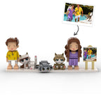Custom Full - Body Cute Brick Figures of 2 People and 3 Cats with Frame Personalized Anniversary Gift Birthday Gift Christmas Gift - DiyGiftly