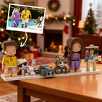 Custom Full - Body Cute Brick Figures of 2 People and 3 Cats with Frame Personalized Anniversary Gift Birthday Gift Christmas Gift - DiyGiftly