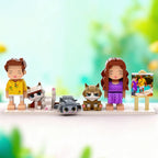 Custom Full - Body Cute Brick Figures of 2 People and 3 Cats with Frame Personalized Anniversary Gift Birthday Gift Christmas Gift - DiyGiftly
