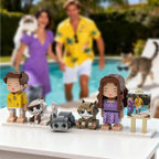 Custom Full - Body Cute Brick Figures of 2 People and 3 Cats with Frame Personalized Anniversary Gift Birthday Gift Christmas Gift - DiyGiftly