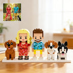 Custom Full - Body Cute Brick Figures of 2 People and 3 Dogs Personalized Birthday Gift Anniversary Gift - DiyGiftly