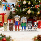 Custom Full - Body Cute Brick Figures of 2 People and 4 Dogs Personalized Anniversary Gift Birthday Gift Christmas Gift - DiyGiftly