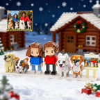 Custom Full - Body Cute Brick Figures of 2 People and 4 Dogs with Frame Personalized Anniversary Gift Birthday Gift Christmas Gift - DiyGiftly