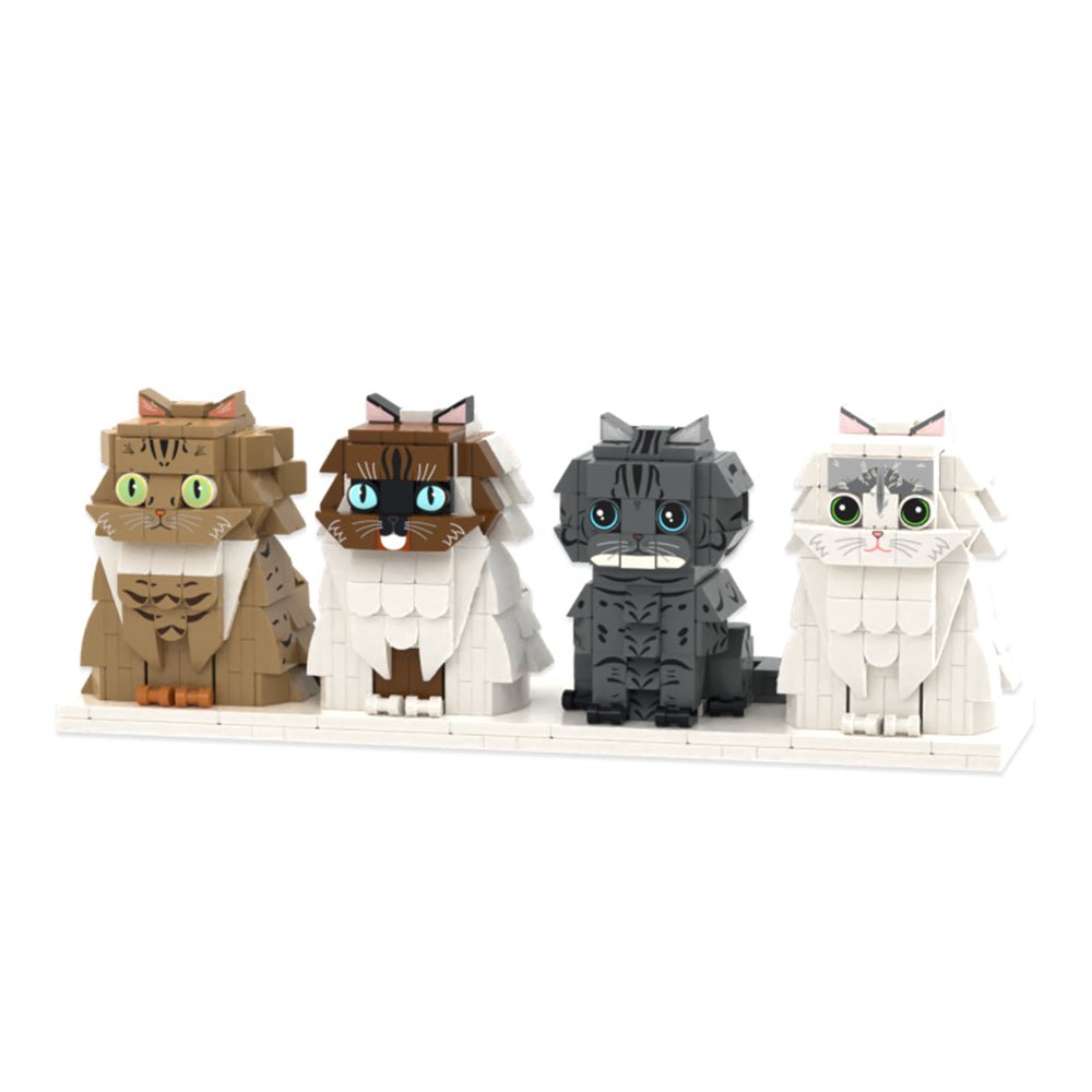 Custom Full - Body Cute Brick Figures of 4 Cats Personalized Anniversary Gift Birthday Gift Christmas Gift for Pet Lover - DiyGiftly