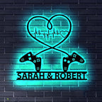 Custom Game Couple Metal Lights – Personalized Gamer Couple LED Wall Lamp, Name Sign Decor, Unique Gaming Gift 777600 - DiyGiftly
