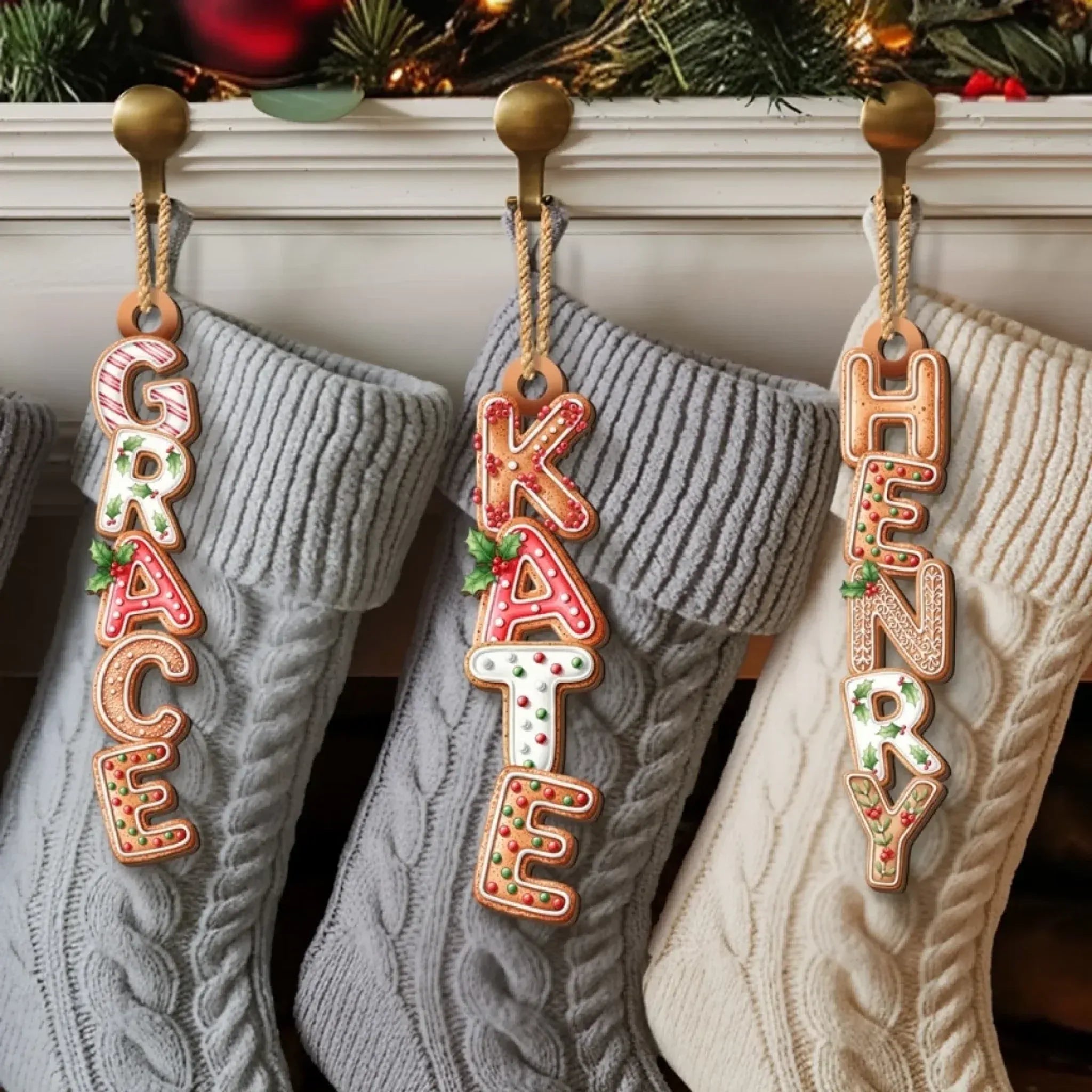 Custom Gingerbread Letter Wooden Ornament - Personalized Christmas Birthday Gifts For Mom, Dad, Brother, Sister, Kids - Sweet Gingerbread Dreams 1044852 - DiyGiftly