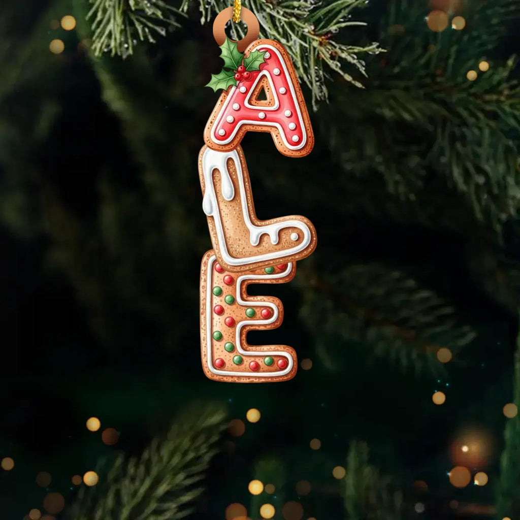 Custom Gingerbread Letter Wooden Ornament - Personalized Christmas Birthday Gifts For Mom, Dad, Brother, Sister, Kids - Sweet Gingerbread Dreams 1044852 - DiyGiftly