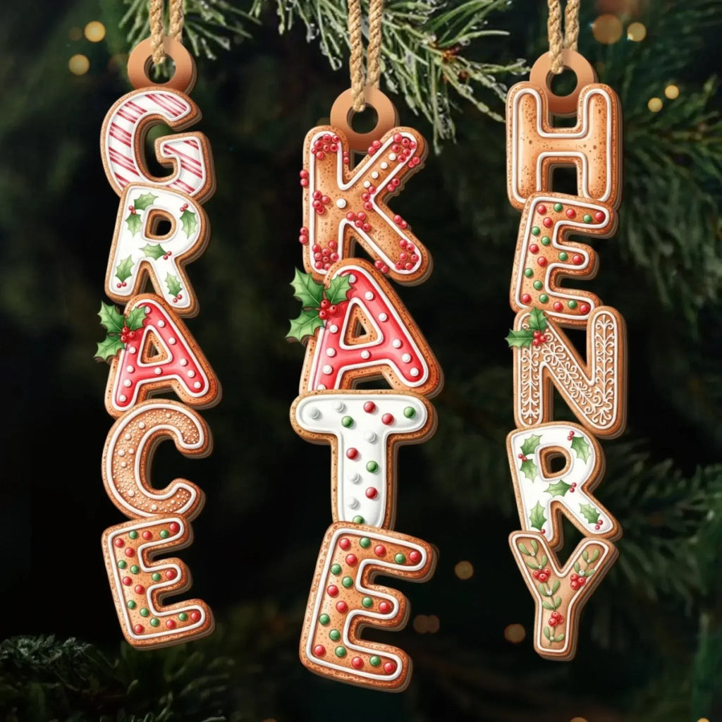 Custom Gingerbread Letter Wooden Ornament - Personalized Christmas Birthday Gifts For Mom, Dad, Brother, Sister, Kids - Sweet Gingerbread Dreams 1044852 - DiyGiftly