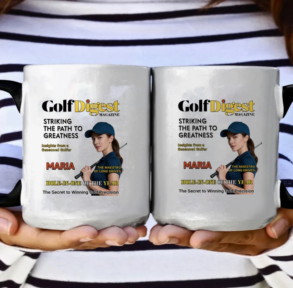 Custom Golf Photo Mug – Personalized Magazine Cover Style Cup for Men & Women – The King of the Fairway 1073160 - DiyGiftly