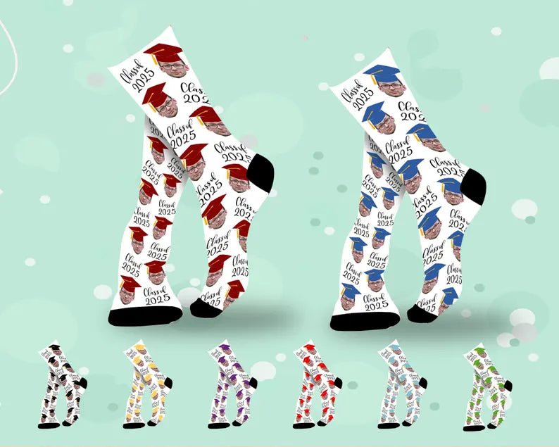 Custom Graduation Socks, Custom Face Socks, Graduation Gift for Him, Grad Socks, Personalized Graduation Socks, Grad Gifts for class of 2025 114240 - DiyGiftly