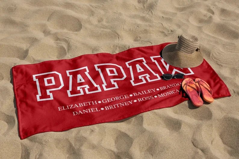 Custom Grandpa Dad Papa Beach Towel, Birthday Gift For Grandpa Papaw, Gift for Daddy, Grandkids Name Papa Dad Pool Towel, Christmas Gift 63862784 - DiyGiftly