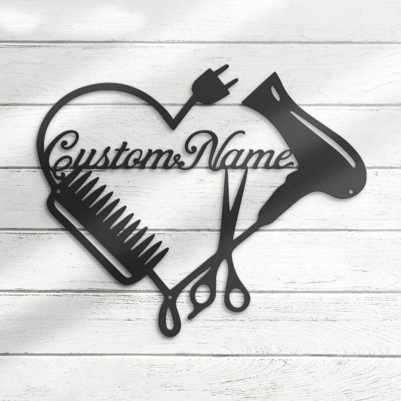 Custom Hair Salon Metal Wall Art Personalized Barber Shop Name Sign Beauty Studio Decoration Gift 21600512 - DiyGiftly