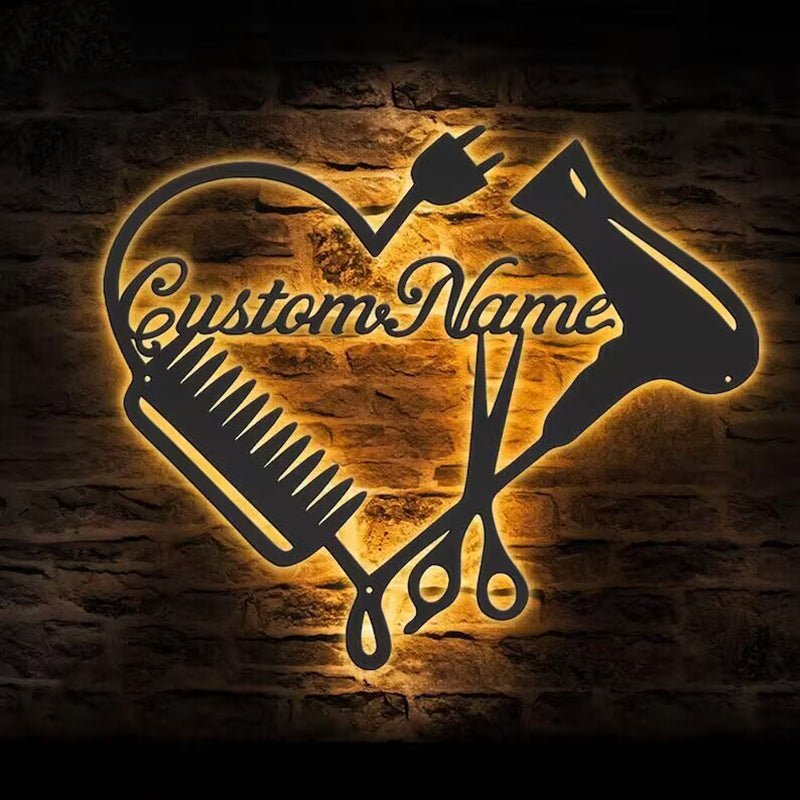 Custom Hair Salon Metal Wall Art Personalized Barber Shop Name Sign Beauty Studio Decoration Gift 21600512 - DiyGiftly