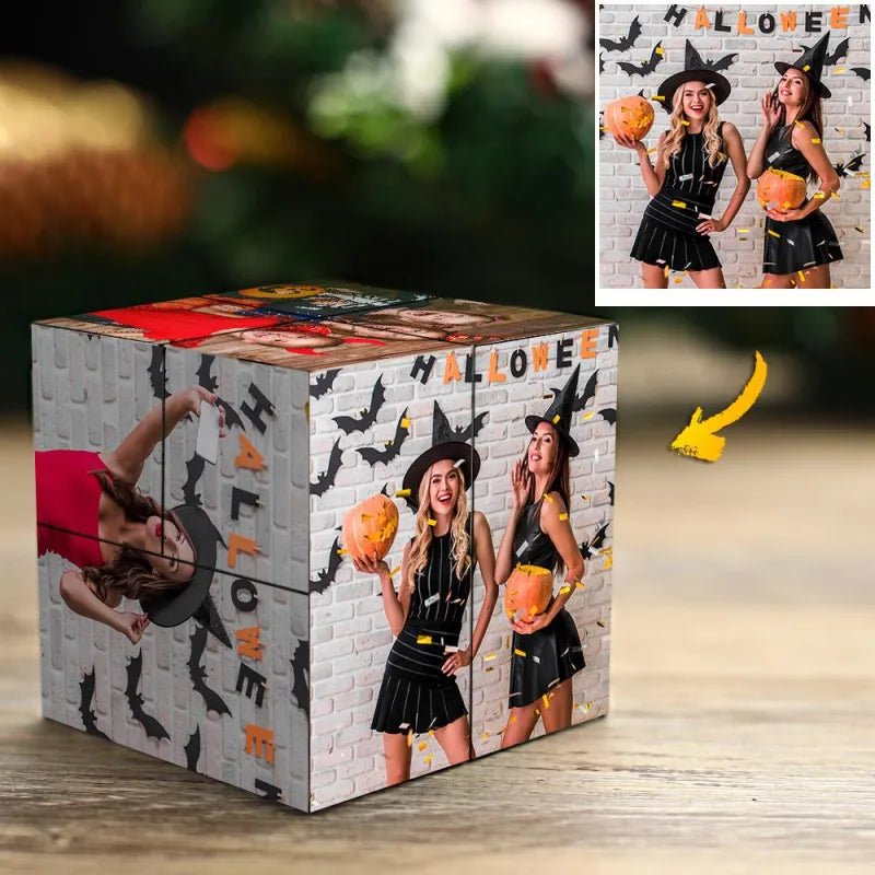 Custom Halloween Photo Cube – Personalized Halloween Gift Christmas Gift & Holiday Decor - DiyGiftly