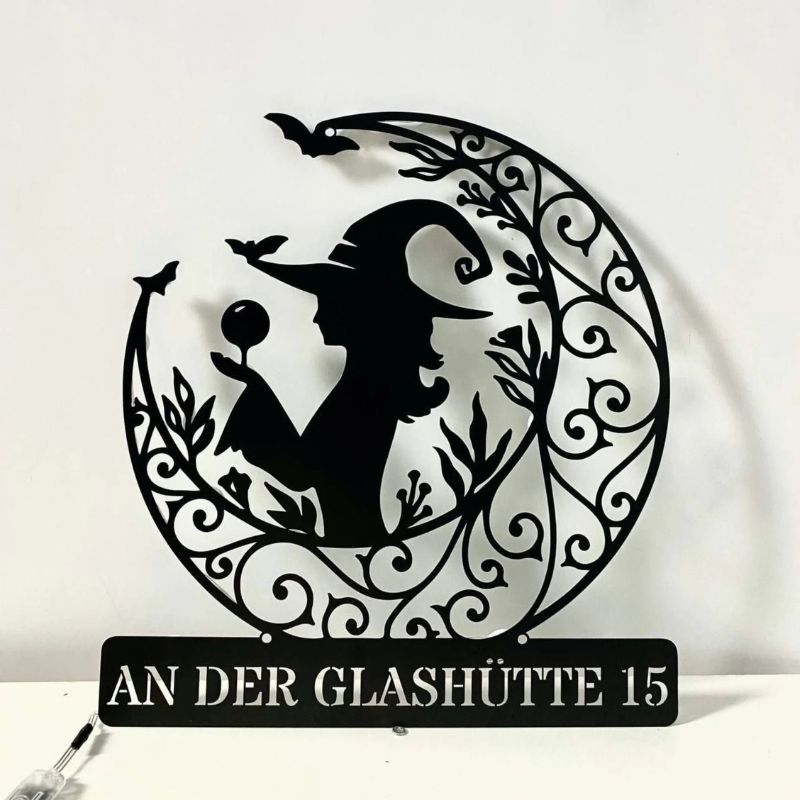 Custom Halloween Witch Moon Address Metal Sign – Personalized Spooky House Number Plaque for Porch, Yard, or Haunted House Decoration 7557120 - DiyGiftly
