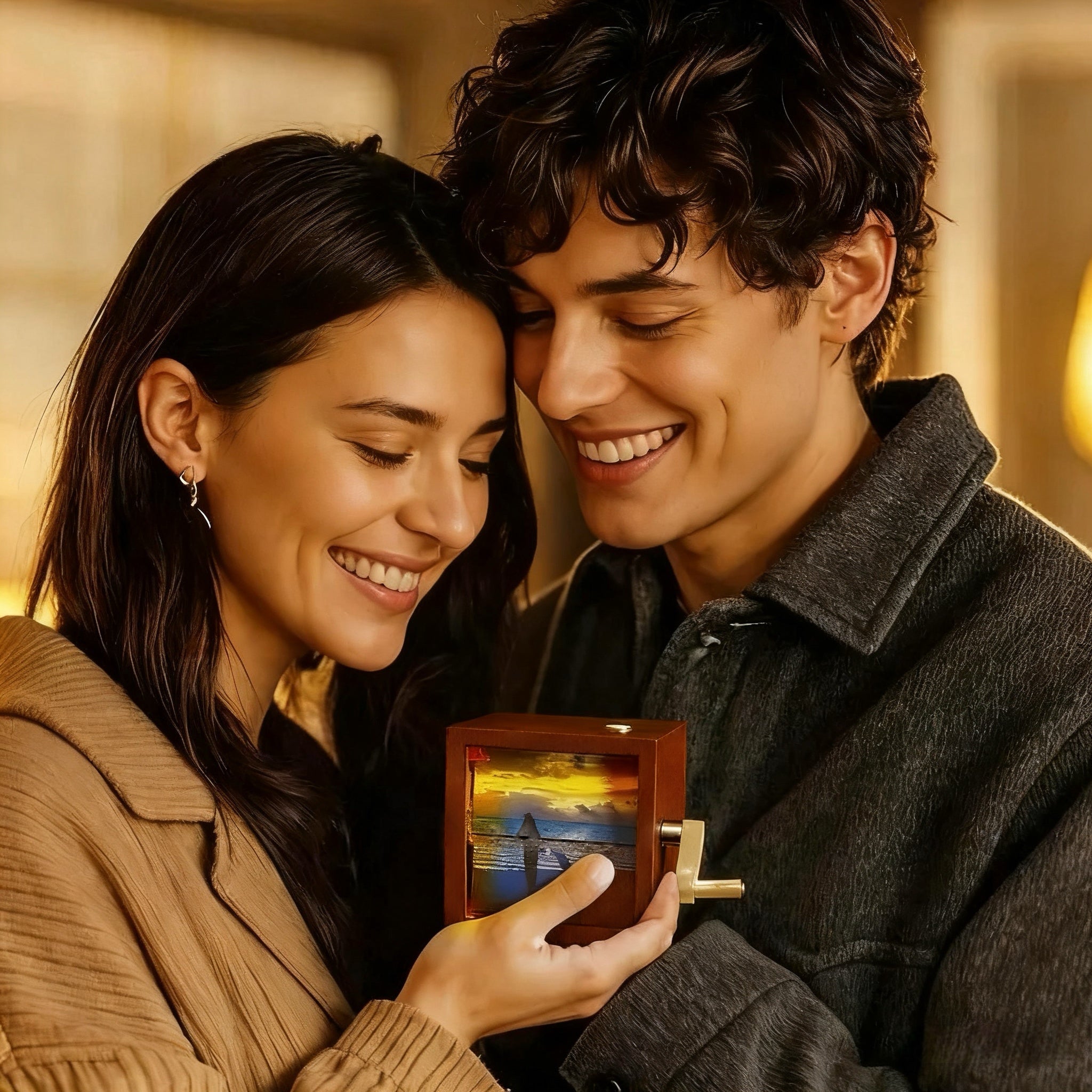 Custom Hand - cranked Flipbook Frame Animation Machine Valentine's Day Gift Detachable Photos Hand Motion Photo Album Brown Handicrafts - DiyGiftly