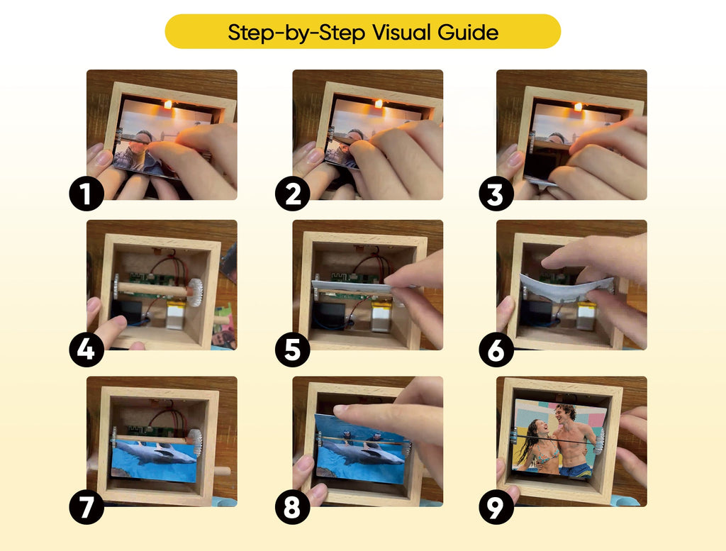 Custom Hand - cranked Flipbook Frame Animation Machine Valentine's Day Gift Detachable Photos Hand Motion Photo Album Brown Handicrafts - DiyGiftly