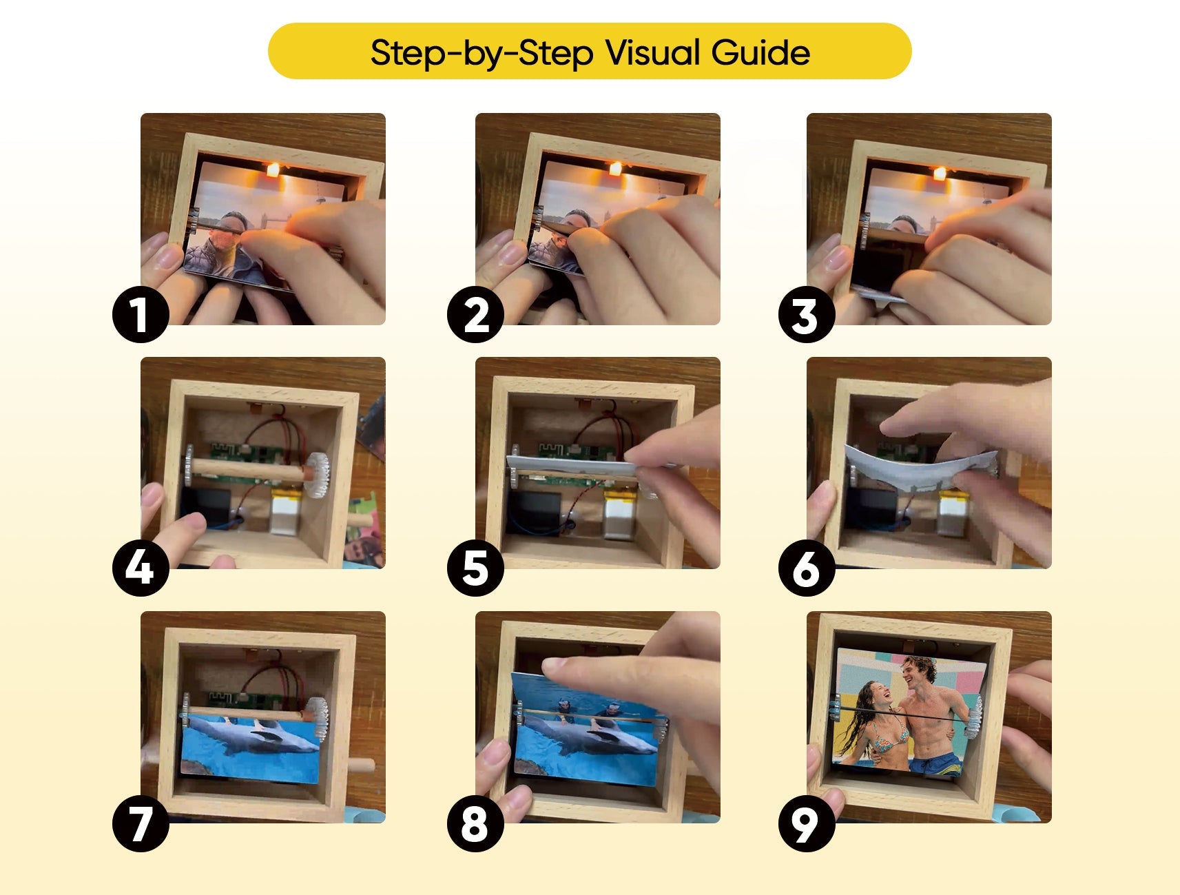 Custom Hand - cranked Flipbook Frame Animation Machine Valentine's Day Gift Detachable Photos Hand Motion Photo Album Brown Handicrafts - DiyGiftly